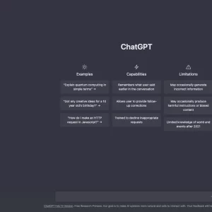 ChatGPT - Page d'accueil du chatbot.