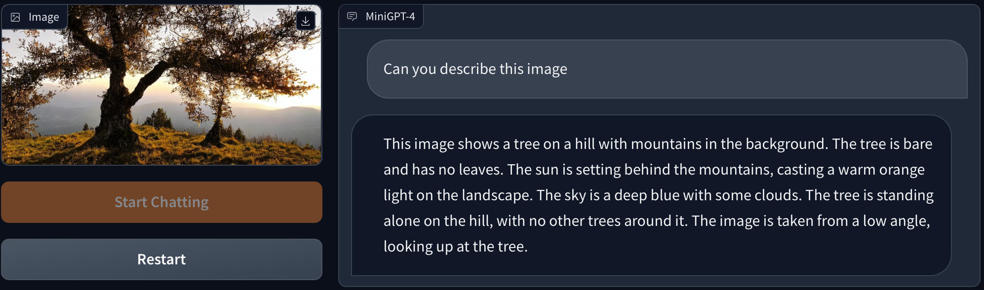 Description d'une image de paysage complexe avec MiniGPT-4 Description d'une image de paysage complexe avec MiniGPT-4