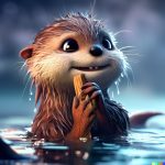 Image généée par Dall-E 2 - une loutre en 3D