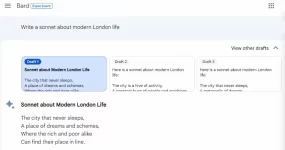Google Bard propose plusieurs drafts (brouillons) de réponse à certaines questions.