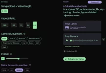 Sélection des options de génération de vidéo avec Kaiber.