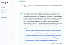 Copy.ai dispose d'un chat basé sue l'IA très performant
